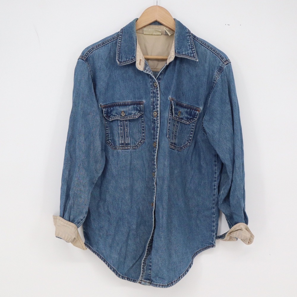 Bill Blass Jeans Denim Shirt Mens M Blue Button-Down Long Sleeve Excellent